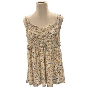 NWOT Torrid White and Yellow Ruched Camisole Blouse Size 1 1X 14-16